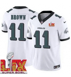 Men Philadelphia Eagles A.J. Brown #11 White 2024 2025 Super Bowl LIX F U S E Stitched NFL Jersey Men Philadelphia Eagles A.J. Brown #11 White 2024 2025 Super Bowl LIX F U S E Stitched NFL Jersey