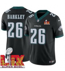 Men Philadelphia Eagles Saquon Barkley #26 Black 2024 2025 Super Bowl LIX F U S E Stitched NFL Jersey Men Philadelphia Eagles Saquon Barkley #26 Black 2024 2025 Super Bowl LIX F U S E Stitched NFL Jersey