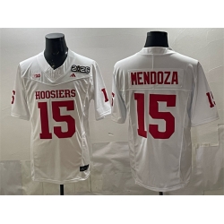 Men Indiana Hoosiers  15 Fernando Mendoza White F U S E  2026 Patch Stitched Football Jersey