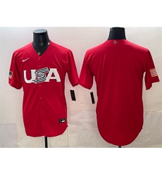 Men USA Baseball Blank Red 2026 World Baseball Classic Stitched Jersey Men USA Baseball Blank Red 2026 World Baseball Classic Stitched Jersey